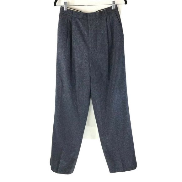 Ann Stevens Womens Pants Blue High Rise Pleated 12 - Picture 1 of 9